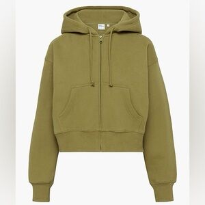 Aritzia Tna Cozy Fleece Boyfriend Boxy Zip Hoodie, Ancient Olive, Size M